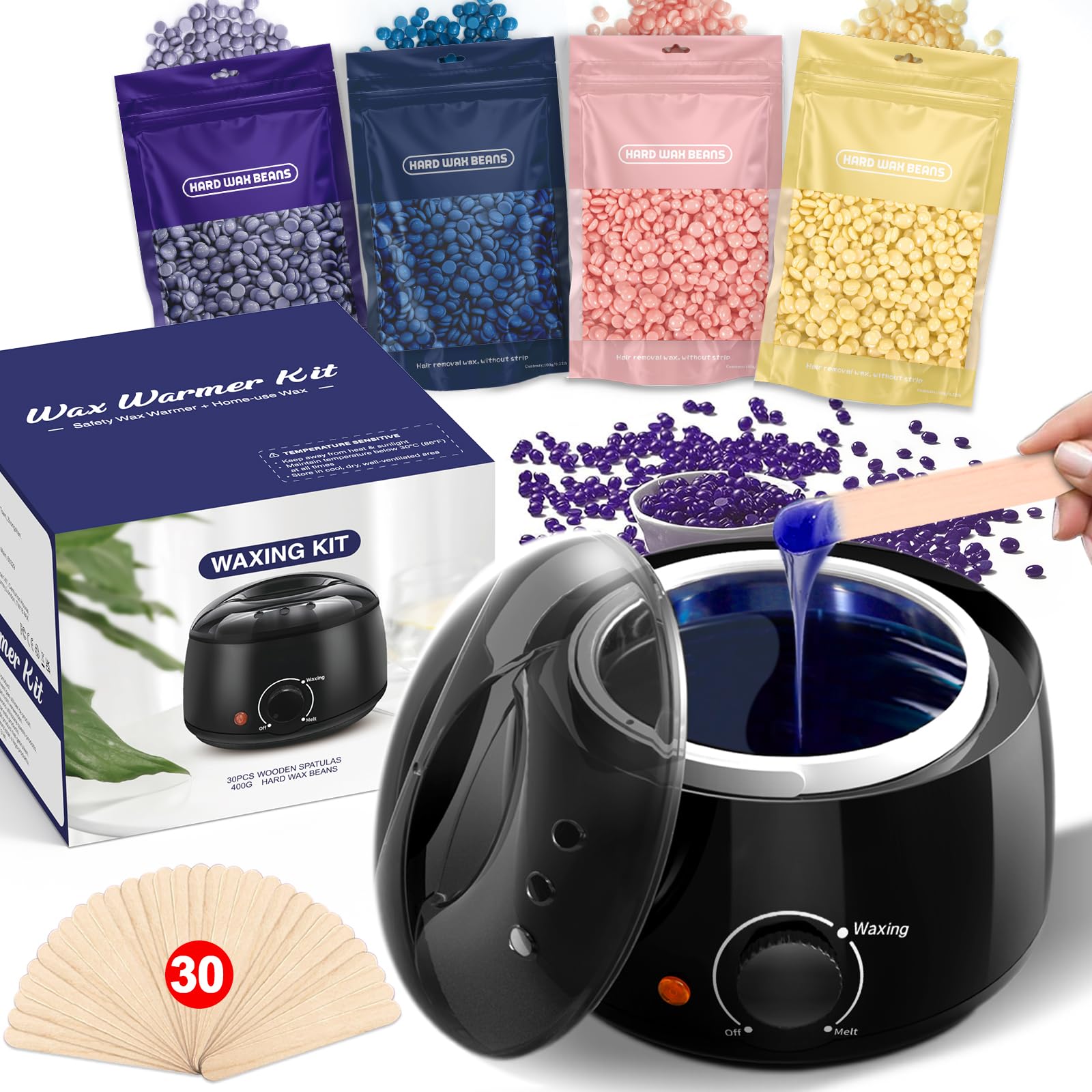 Waxing Kit for Women & Men：Wax Warmer for Hair Removal, Hard Wax